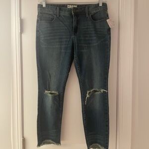 Free People Blue Skinny Jeans Distressed